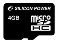Карта памяти MicroSD Silicon Power 4Gb Class 4 + адаптер SD 