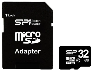 Карта памяти MicroSD Silicon Power 32Gb Class 10 + адаптер SD