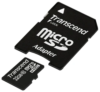 Карта памяти MicroSDHC Transcend 32Gb Class 10 + адаптер SD