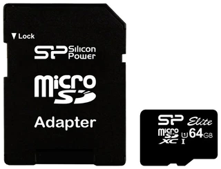 Карта памяти microSDXC Silicon Power ELITE 64GB + SD adapter (SP064GBSTXBU1V10SP) 