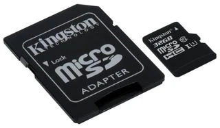 Карта памяти MicroSD Kingston 32Gb Class 10 + адаптер SD (SDC10G2/32GB)