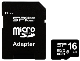 Карта памяти microSDHC Silicon Power Elite 16GB + SD adapter (SP016GBSTHBU1V10SP) 