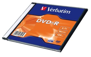 Диск DVD-R Verbatim 4,7Gb, 16x, slim