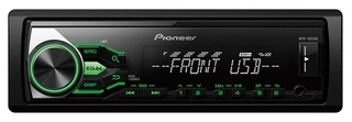 Автомагнитола бездисковая Pioneer MVH-180UBG 1DIN, 4x50 Вт, тюнер (FM, СВ), MP3, WMA, USB, монохромный,зеленый 