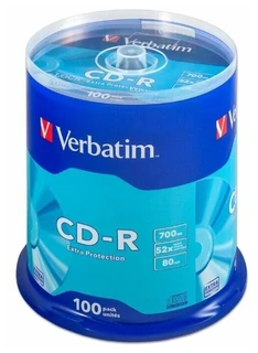Диск CD-R Verbatim 700Mb 52x Extra Protection cake box, 100 шт 