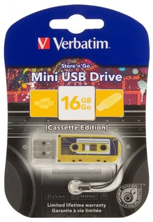 Флеш накопитель Verbatim Mini Casette Edition 16Gb желтый 