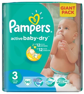 Подгузники PAMPERS Active Baby-Dry Midi 