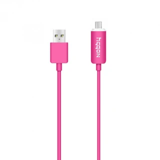 Дата кабель microUSB, Nobby Connect LED 1,0 м розовый