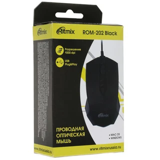 Мышь Ritmix ROM-202 Black USB 