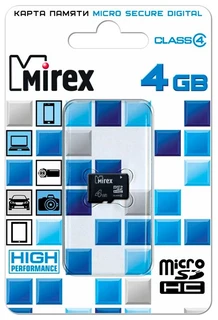 Карта памяти MicroSDHC Mirex 4Gb Class 4