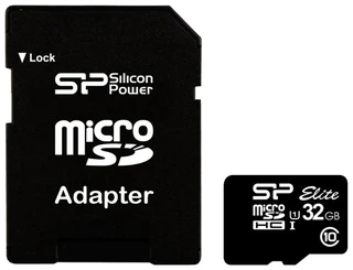 Карта памяти MicroSDHC Silicon Power ELITE 32Gb Class 10 UHS-I + адаптер SD