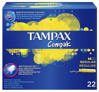 TAMPAX Compak Тампоны женские гигиенические с аппликатором Regular Duo 16шт ПрепакКороб 