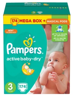 Подгузники PAMPERS Active Baby-Dry Midi 