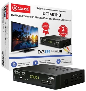 Ресивер DVB-T2 D-COLOR DC1401HD черный