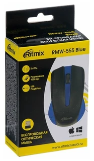 Мышь беспроводная Ritmix RMW-555 Black-Blue USB 