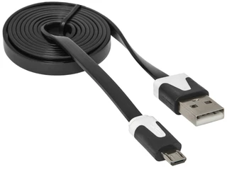 Кабель Defender (USB08-03P) USB 2.0 Am - microUSB, плоский, 1.0 м