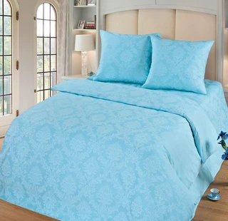 Комплект постельного белья Миланика Аквамарин, 2 спальный, поплин-жаккард, наволочки 70х70 см 