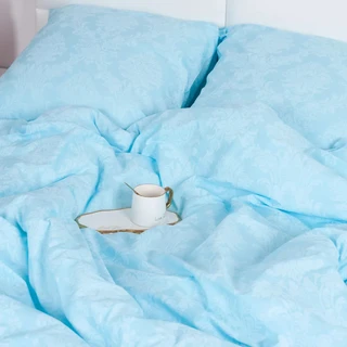 Комплект постельного белья Миланика Аквамарин, 2 спальный, поплин-жаккард, наволочки 70х70 см 