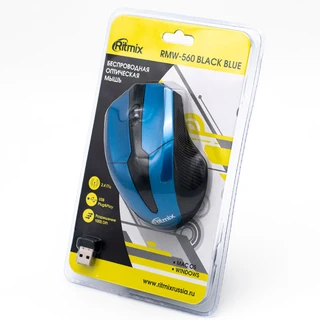 Мышь беспроводная Ritmix RMW-560 Black-Blue USB 