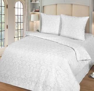 Комплект постельного белья Миланика Бриллиант (белый) 2-спальный, поплин-жаккард, наволочки 70х70 см