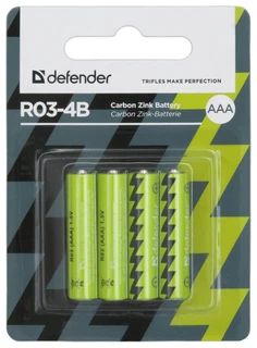 Батарейка солевая AAA Defender R03-4F 