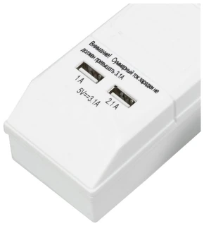 Сетевой фильтр Buro BU-SP5 USB 2A-W 5 м, белый 