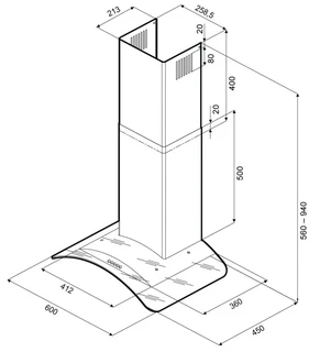 Вытяжка KRONA SABRINA 600 PB Inox/Glass 