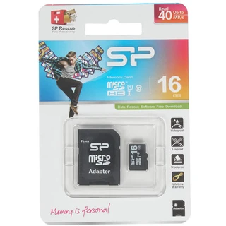Карта памяти MicroSDHC Silicon Power 16GB + адаптер SD (SP016GBSTH010V10SP) 