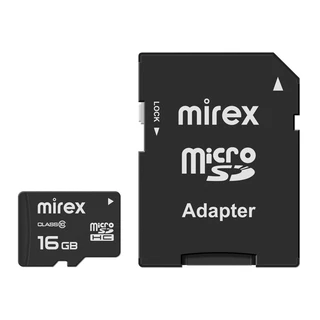Карта памяти microSD Mirex 16GB + SD adapter (13613-AD10SD16) 