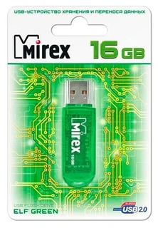 Флеш накопитель Mirex ELF 16Gb Green (13600-FMUGRE16) 