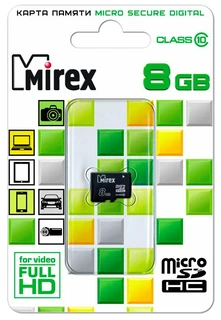 Карта памяти microSDHC Mirex 8GB (13612-MC10SD08)