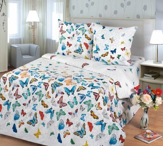 Комплект постельного белья Миланика Бабочки 2-спальный, бязь, наволочки 70х70 см