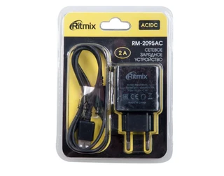 Сетевое зарядное устройство Ritmix RM-2095AC Black + кабель microUSB 