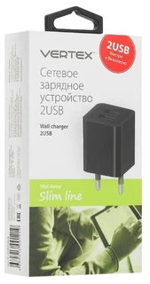 Сетевое зарядное устройство VERTEX Slim Line черный 