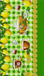 Полотенце вафельное 35*60 Лимоны зелёный