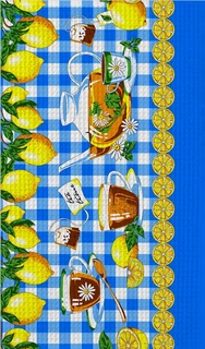 Полотенце вафельное 40*75 Лимоны синий