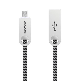 Кабель USB2.0 Am - microUSB 1.0м AWEI CL-30-GRY, 2A, черный/серый