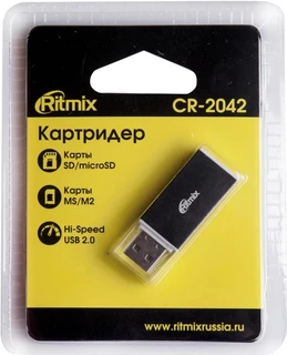 Картридер Ritmix CR-2042 USB2.0->microSD/SD/MS/M2, черный 