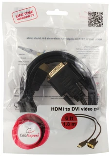 Кабель HDMI-DVI Single Link Cablexpert CC-HDMI-DVI-6, 1.8 м 