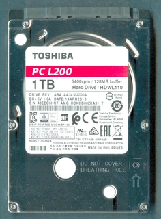 Жесткий диск Toshiba L200 Slim 1TB (HDWL110EZSTA) 