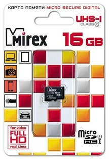 Карта памяти microSDHC Mirex 16GB Class 10 UHS-I U1 (13612-MCSUHS16)