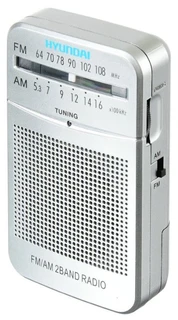 Радиоприемник Hyundai H-PSR120, переносной, FM/СВ, 2xAA, silver 