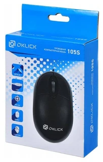 Мышь проводная Oklick 105S USB, черный, оптическая, 3кн., 800dpi, 1.35м для ноутбука 