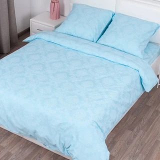 Комплект постельного белья Миланика Аквамарин, 1.5 спальный, поплин-жаккард, наволочки 70х70 см 