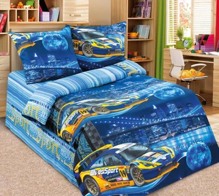Комплект постельного белья ВладЛен Неон синий 1.5 спальный, бязь, наволочка 70х70 см