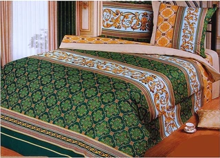 Аристократ (зелен.) 2-сп. с простыней на резинке 160*200 КПБ бязь 