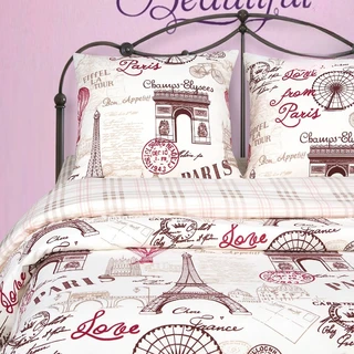Комплект постельного белья АРТПОСТЕЛЬ Прогулка по Парижу 2-спальный Евро, поплин, наволочки 70х70 см 