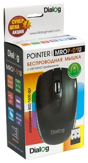 Мышь беспроводная Dialog Pointer MROP-01U черный, оптическая, 600-1600dpi, USB, 3кн., 2xAAA 