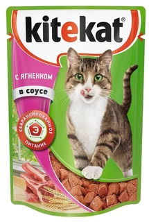 Корм для кошек KiteKat влаж, Ягненок в соусе, 85г 