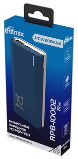 Внешний аккумулятор (Power Bank) 10000mAh Ritmix RPB-10002 Blue 